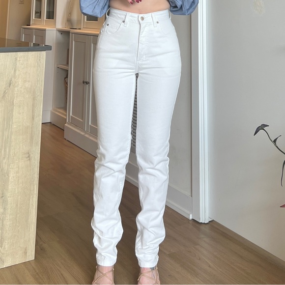 Vintage White 100% Cotton Slim Straight Leg Jeans Sz: 4 (26) - Picture 11 of 12